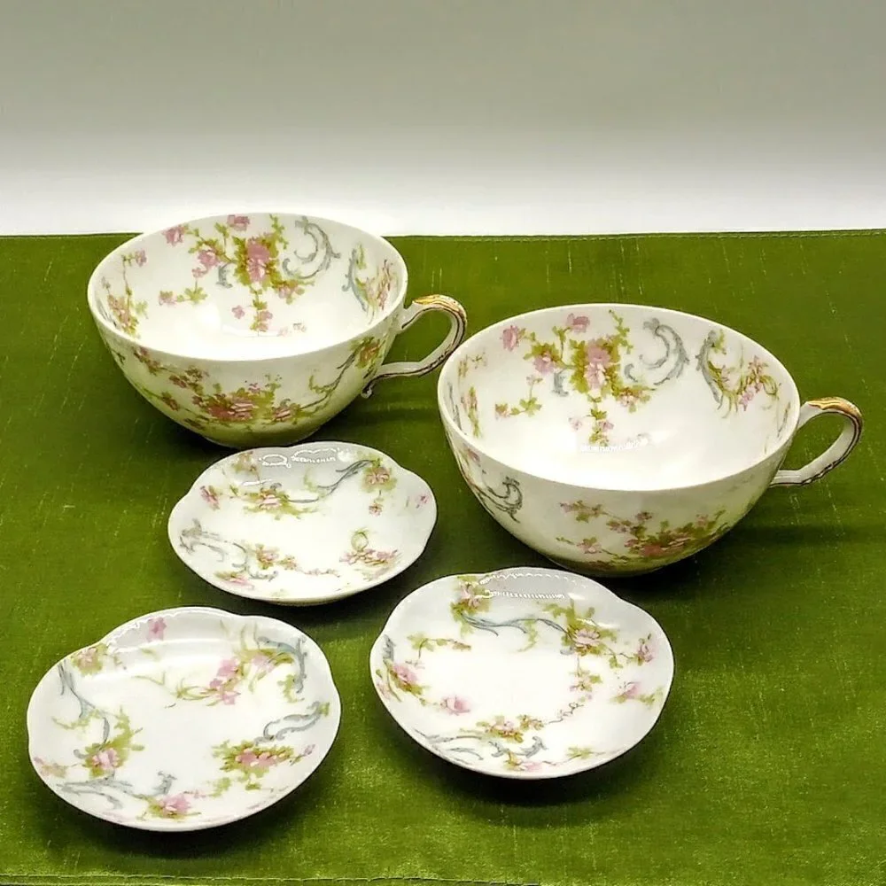 Haviland & Co. Limoges France Porcelain - 2 Cups & 3 Small Plates